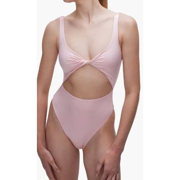 Good American Twisted Cutout One Piece Swimsuit Women Size XXS NWT Pink - Picture 1 of 13